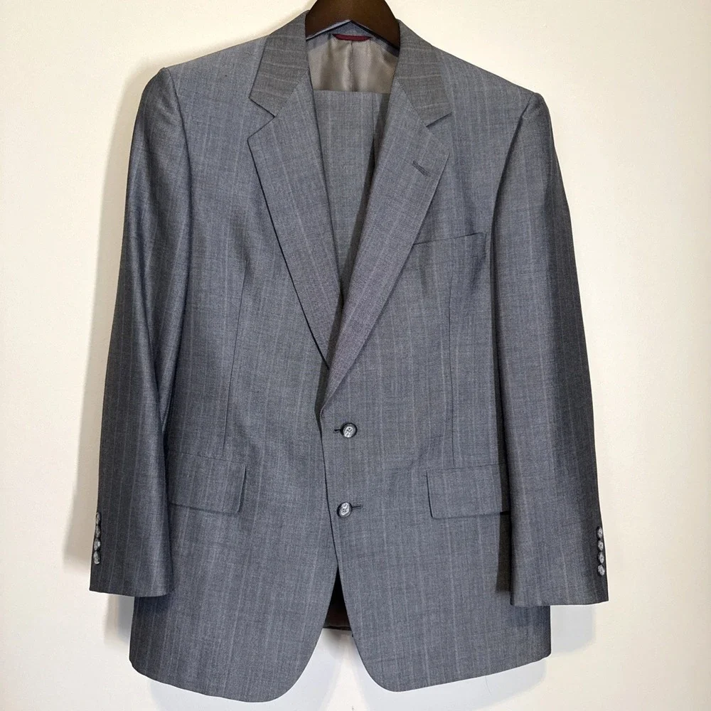 VTG Hart Schaffner Marx 2 Piece Men's Suit 40R/W34xL30 Gray Glen Plaid Wool Suit